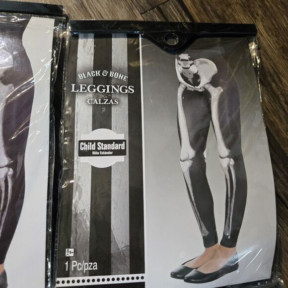 Halloween Black And Bone Leggings Child Standard Size Lot Of 4 Brand New - Picture 3 of 6